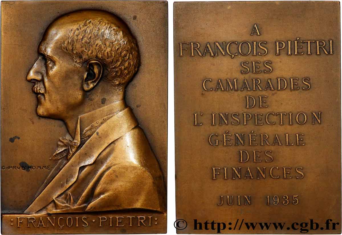 III REPUBLIC Plaquette, François Piétri AU