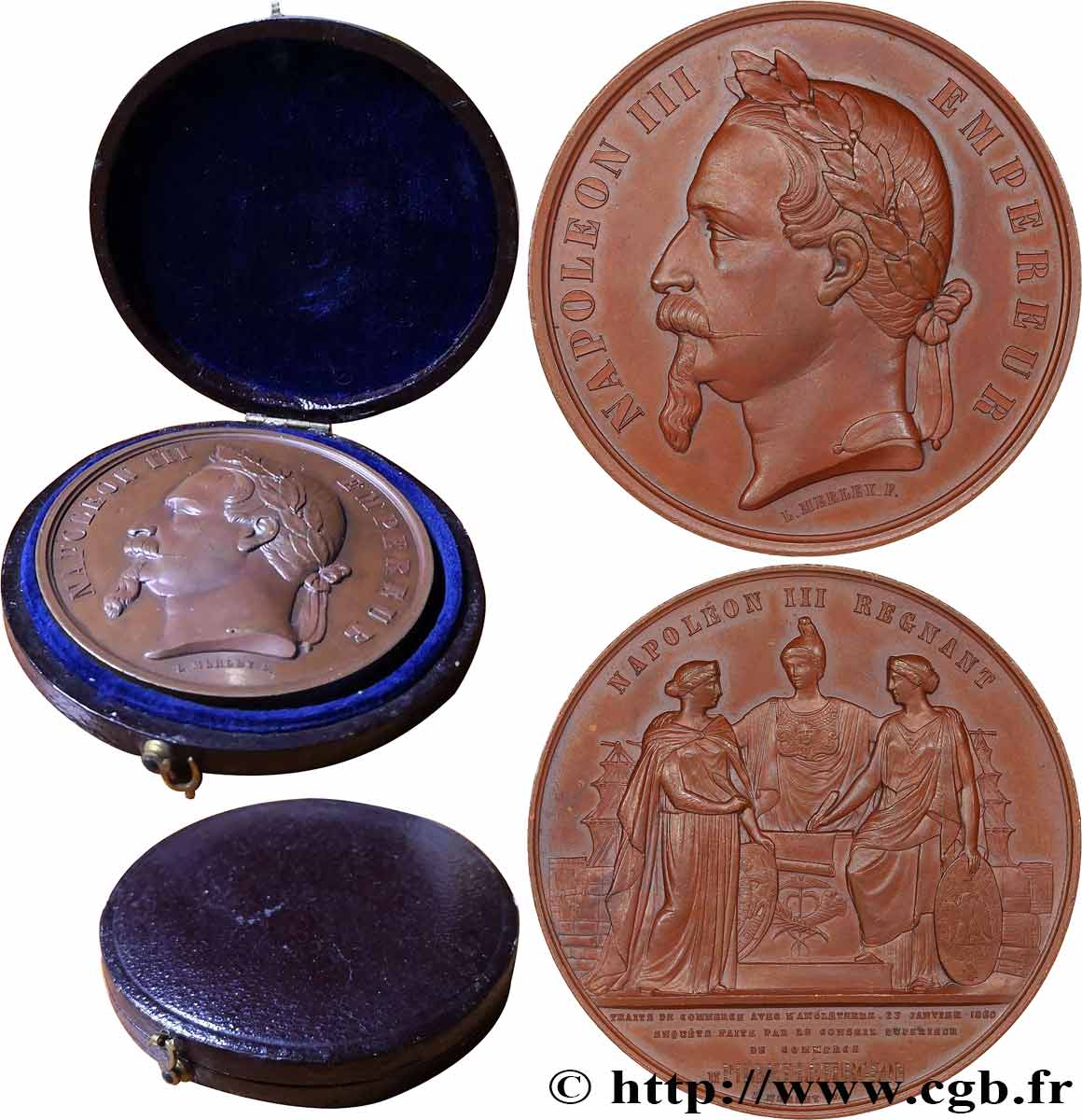 ZWEITES KAISERREICH Médaille, Traité de commerce franco-anglais VZ