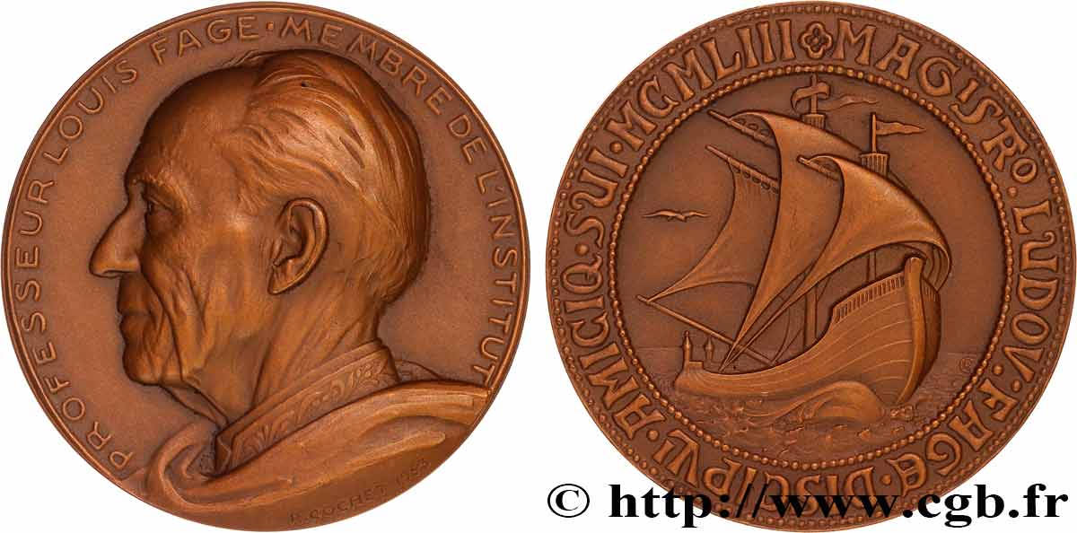 QUATRIÈME RÉPUBLIQUE Médaille, Jean Baptiste Louis Fage SUP