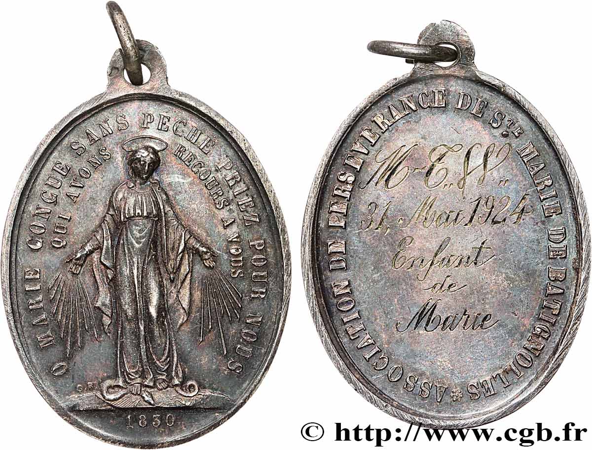 MÉDAILLES RELIGIEUSES Médaille, Association de persévérance de Sainte Marie de Batignolles TTB