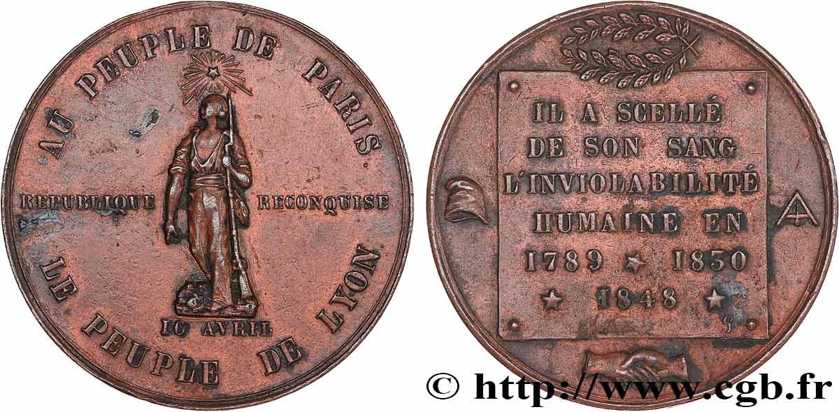 DEUXIÈME RÉPUBLIQUE Médaille, Au Peuple de Paris TTB