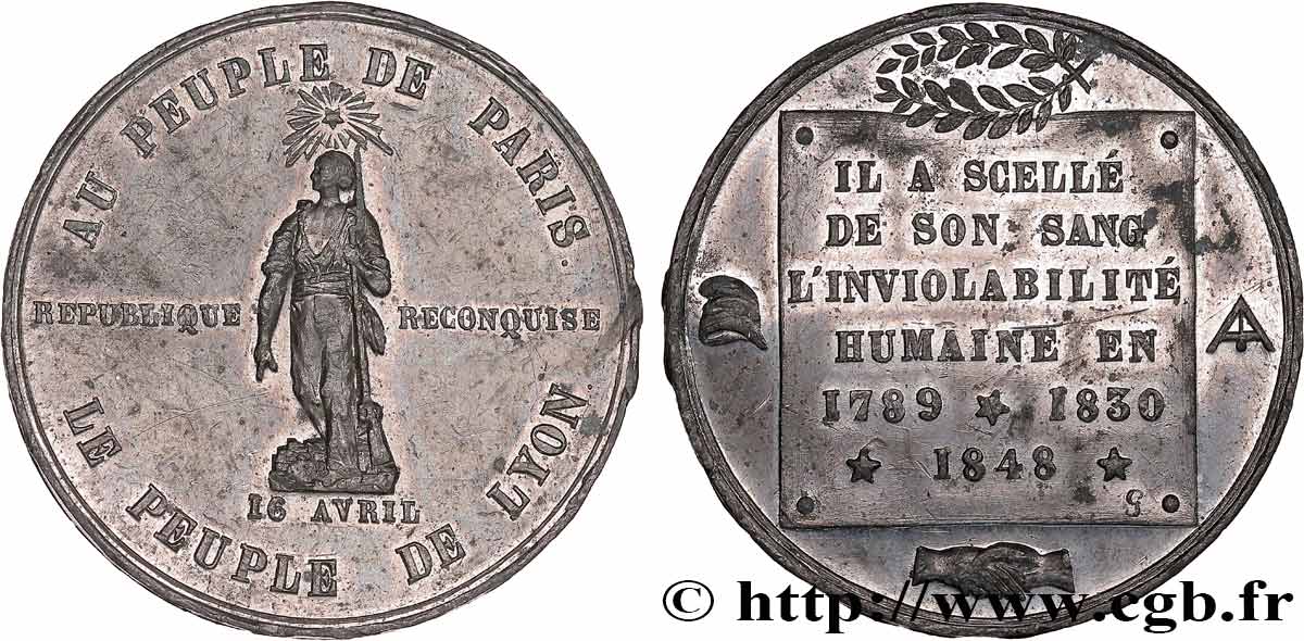 DEUXIÈME RÉPUBLIQUE Médaille, Au Peuple de Paris TTB/TTB+