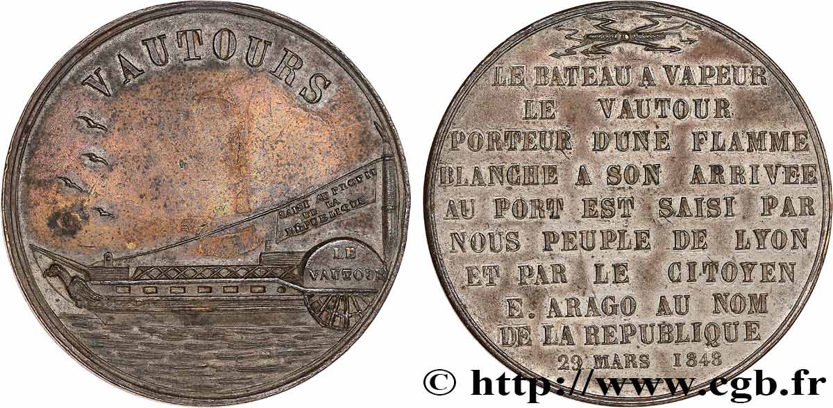 DEUXIÈME RÉPUBLIQUE Médaille, Le vautour q.SPL
