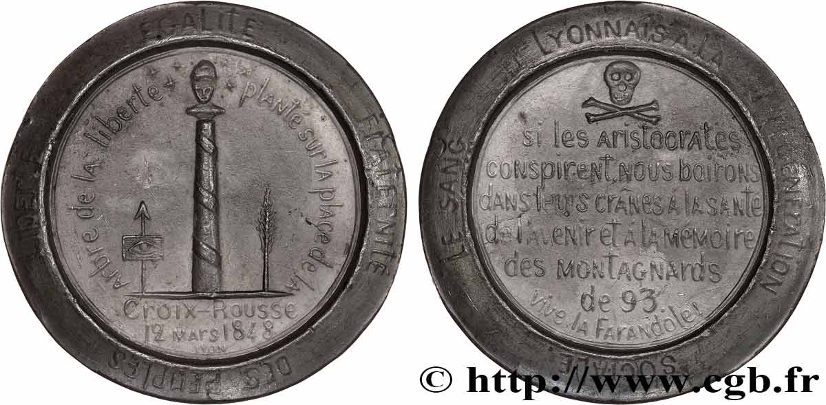 DEUXIÈME RÉPUBLIQUE Médaille, Révolte des canuts lyonnais AU