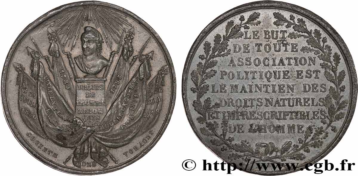 DEUXIÈME RÉPUBLIQUE Médaille, Société ouvrière Les Voraces BB/q.SPL