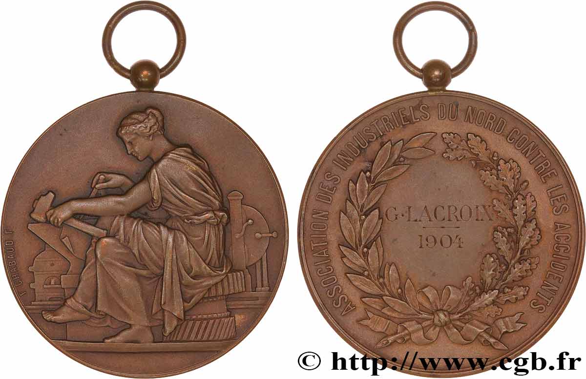 TERZA REPUBBLICA FRANCESE Médaille, Association des industriels du Nord contre les accidents SPL