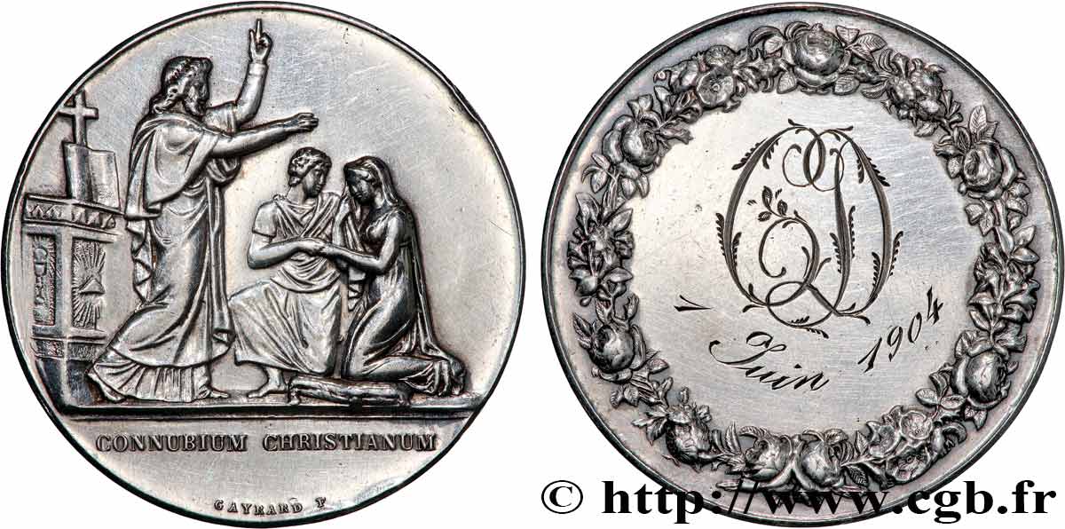 AMOUR ET MARIAGE Médaille de mariage, Connubium Christianum TTB