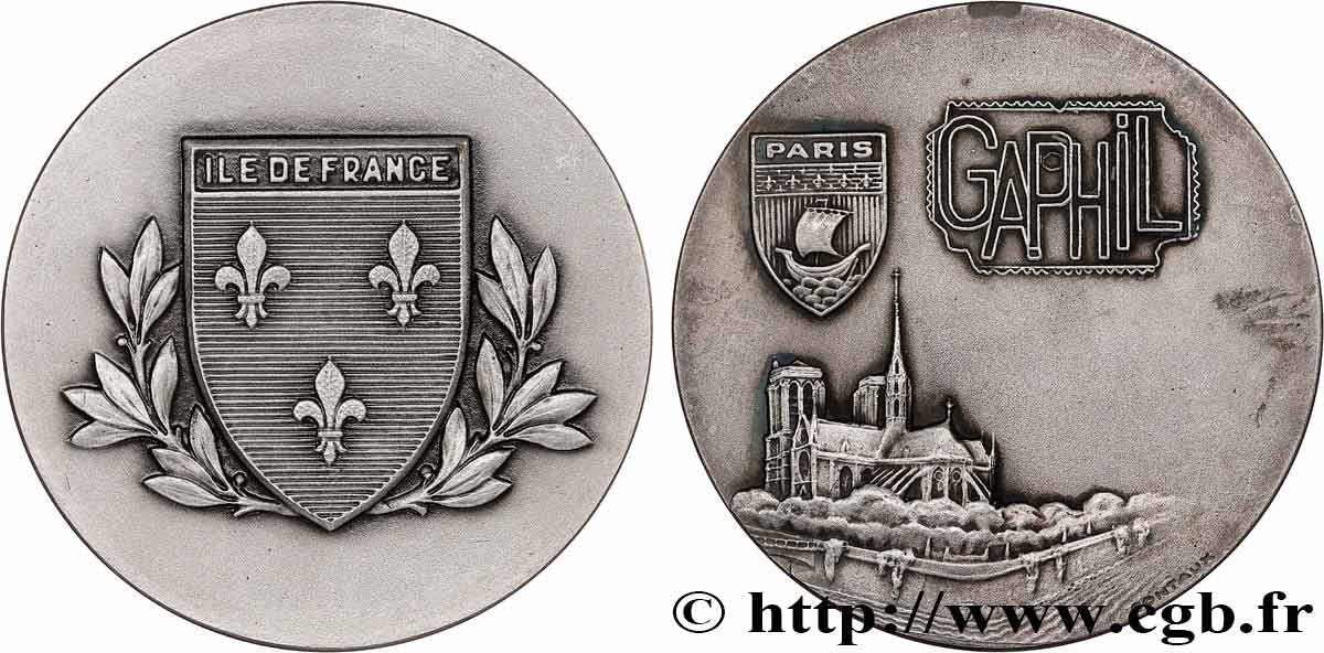 CINQUIÈME RÉPUBLIQUE Médaille, GAPHIL, Groupement des Associations Philatélique de Paris-Île-de-France SUP