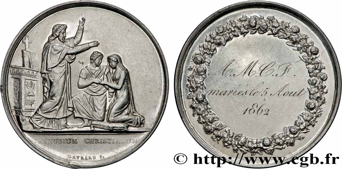 AMOUR ET MARIAGE Médaille de mariage, Connubium Christianum SUP/TTB+