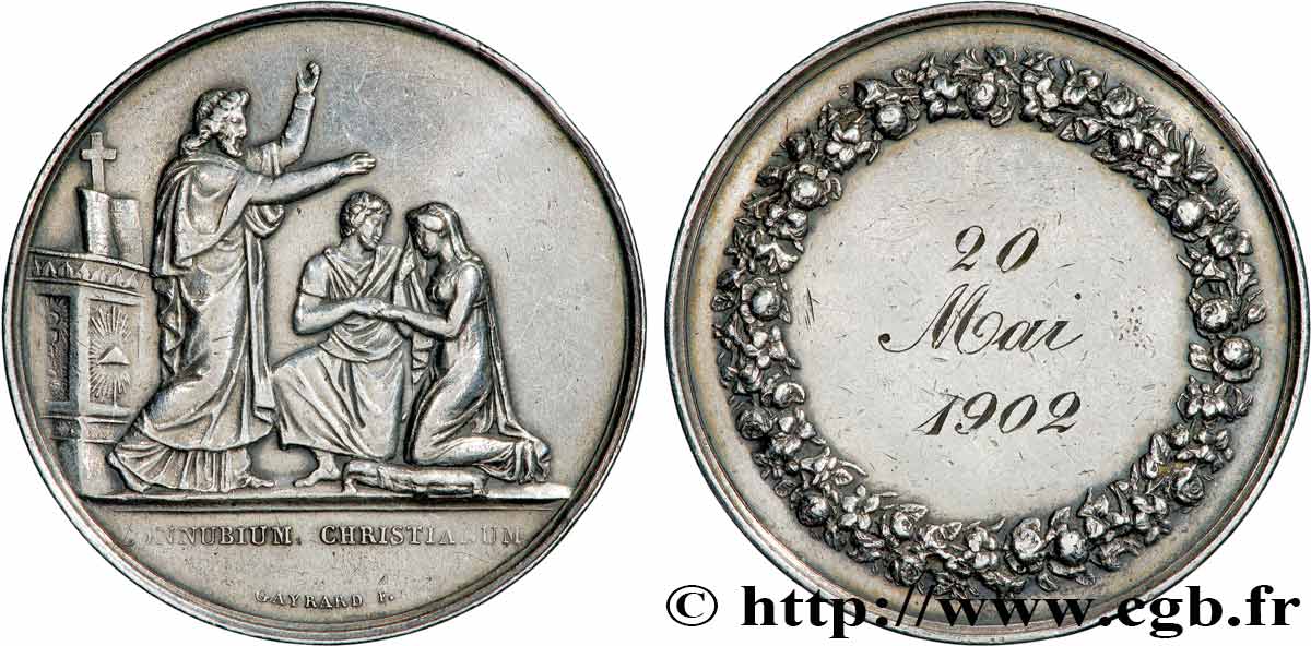 AMOUR ET MARIAGE Médaille de mariage, Connubium Christianum TTB