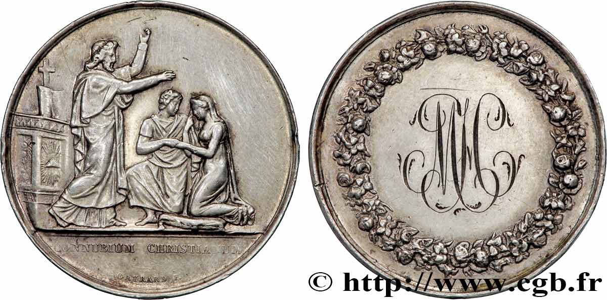 AMOUR ET MARIAGE Médaille de mariage, Connubium Christianum TTB