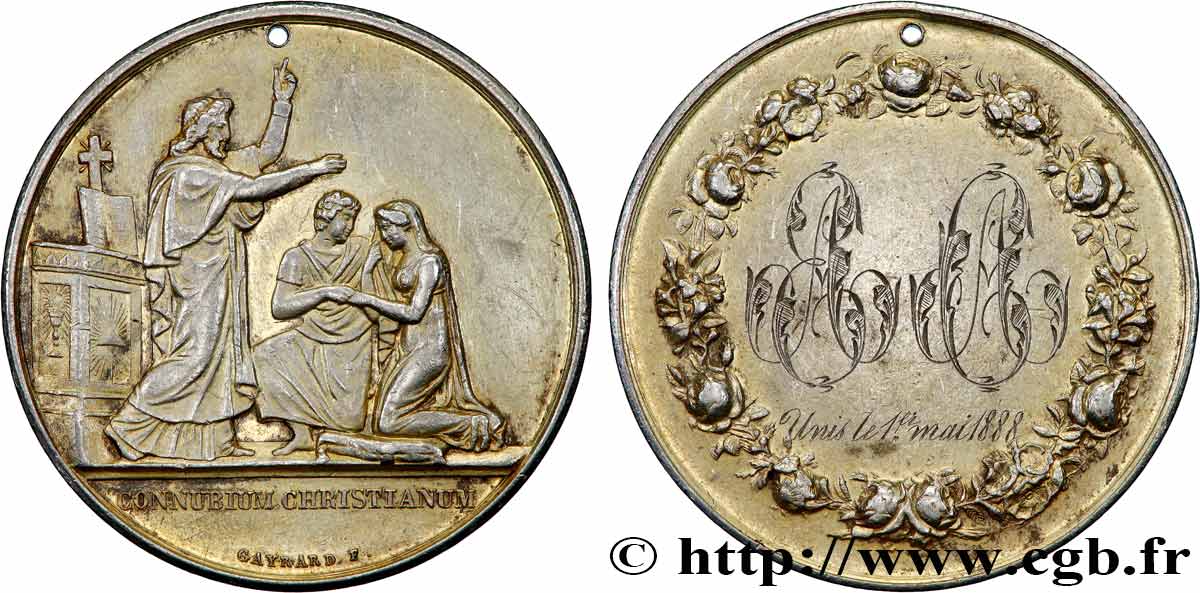 AMOUR ET MARIAGE Médaille de mariage, Connubium Christianum TTB