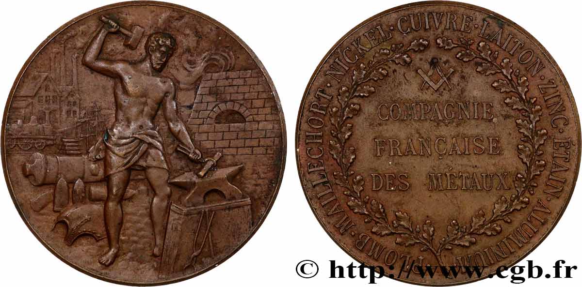 TERCERA REPUBLICA FRANCESA Médaille, Compagnie française des métaux MBC+