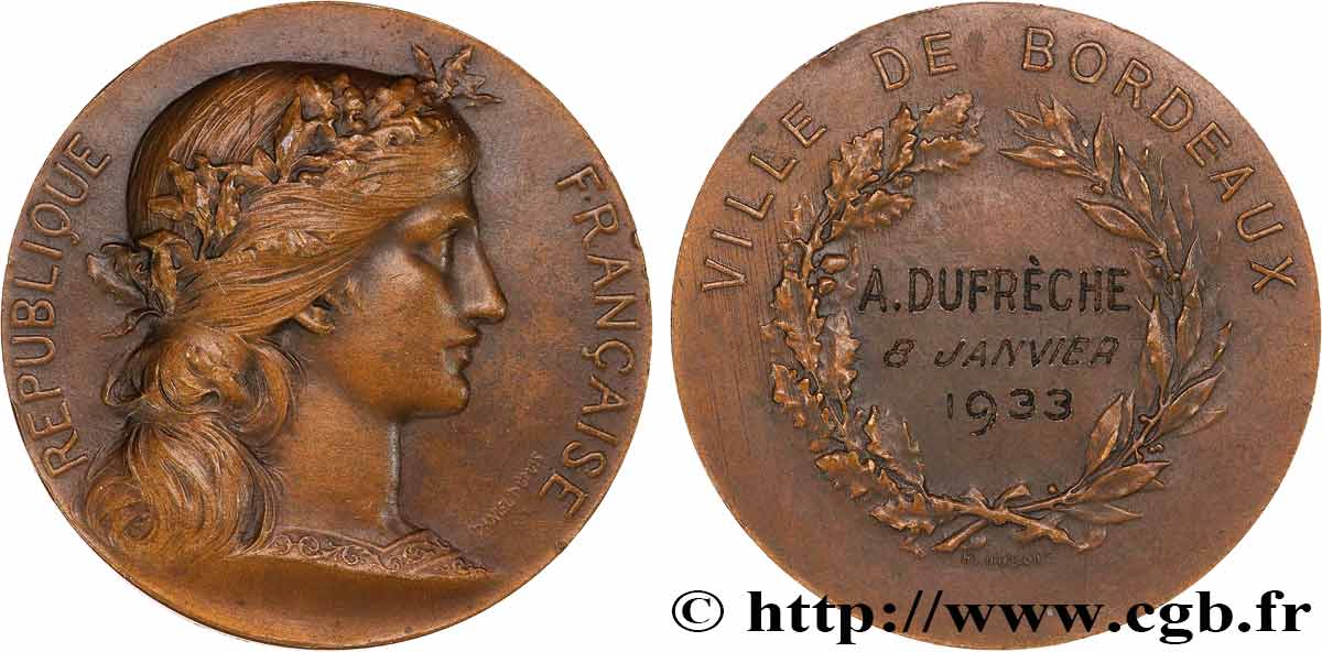 TROISIÈME RÉPUBLIQUE Médaille de récompense TTB+