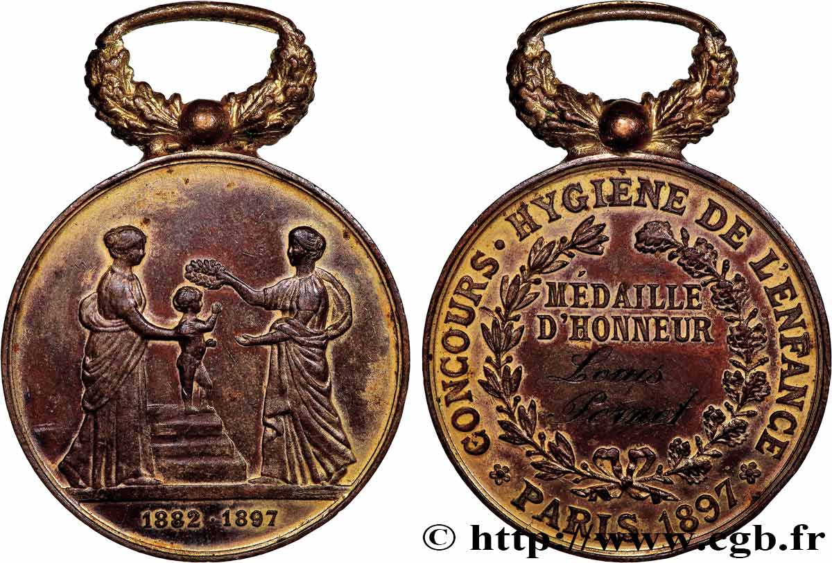 TERZA REPUBBLICA FRANCESE Médaille, Hygiène de l’enfance BB/q.SPL