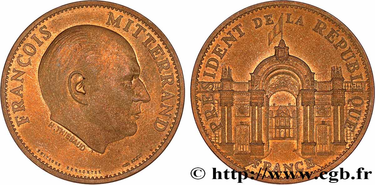 CINQUIÈME RÉPUBLIQUE Médaille, François Mitterrand, président de la République TTB+