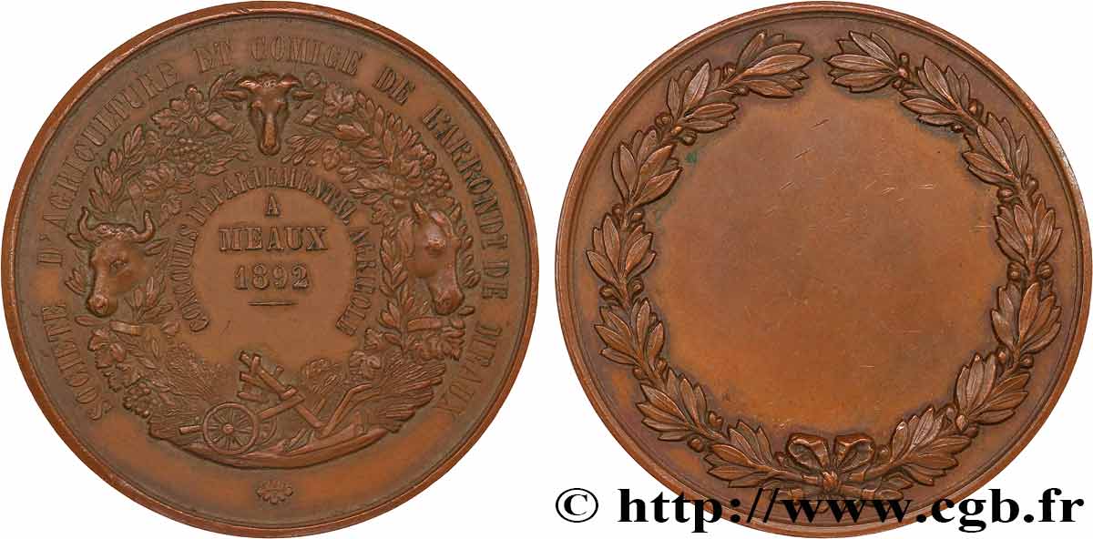 SOCIÉTÉS D AGRICULTURE, HORTICULTURE, PÊCHE ET CHASSE Médaille, Comice agricole TTB+