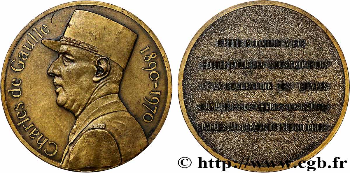 FUNFTE FRANZOSISCHE REPUBLIK Médaille, Charles de Gaulle, Souscription de la collection des oeuvres complètes fVZ