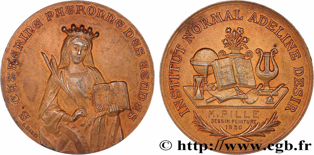 ÉDUCATION : LYCÉES, ÉCOLES Médaille, Institut normal Adeline Désir, Dessin-peinture SUP