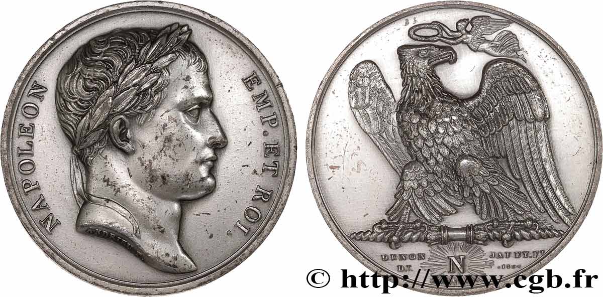 PREMIER EMPIRE Médaille, Napoléon Empereur et Roi, refrappe TTB+