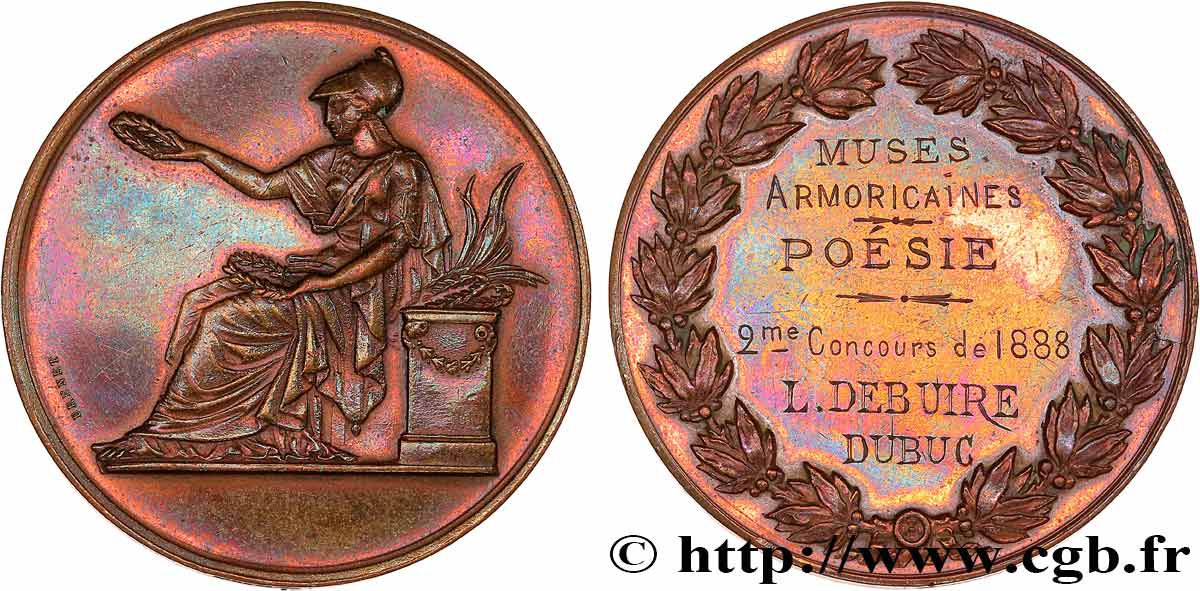 TROISIÈME RÉPUBLIQUE Médaille, Muses armoricaines, Poésie TTB+
