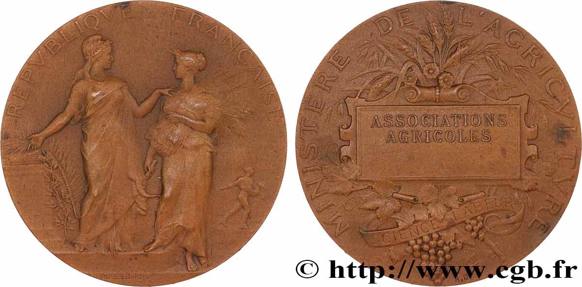 TROISIÈME RÉPUBLIQUE Médaille de récompense, Associations agricoles TTB+