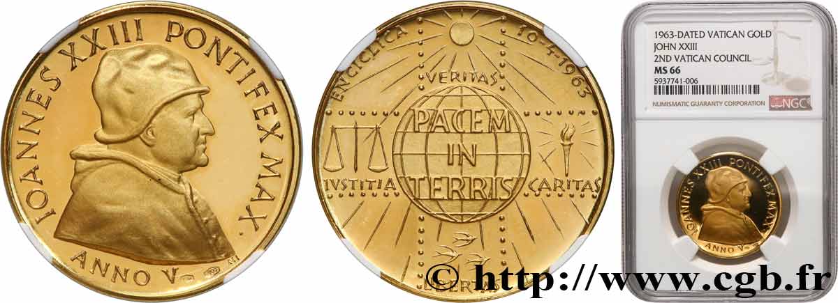 ITALY - PAPAL STATES - JOHN XXIII (Angelo Giuseppe Roncalli) Médaille, La Paix sur terre MS66