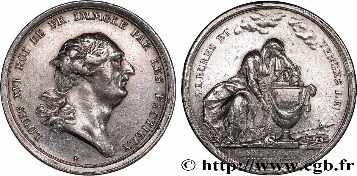 LOUIS XVI Médaille dénonçant la mort du roi le 21 janvier 1793 SS