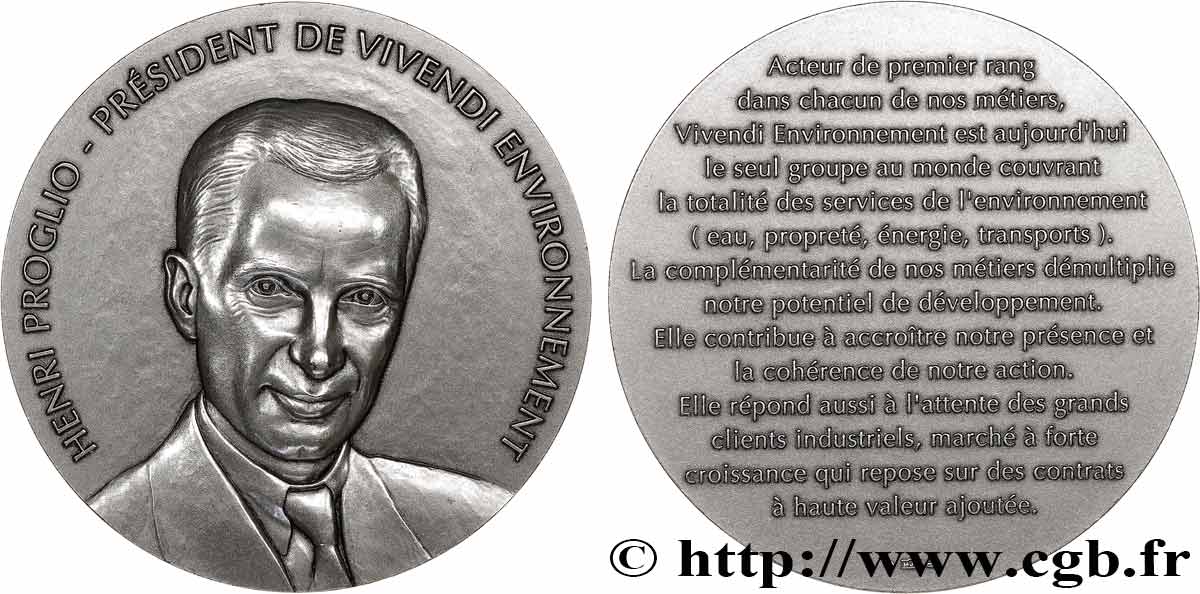 FUNFTE FRANZOSISCHE REPUBLIK Médaille, Henri Proglio, président de Vivendi environnement VZ