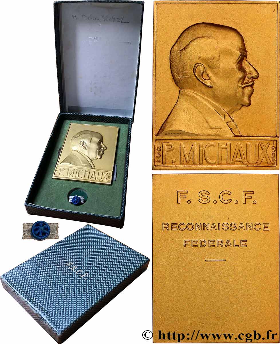 PRIX ET RÉCOMPENSES Plaquette et son pin’s, F. S. C. F., Reconnaissance fédérale EBC