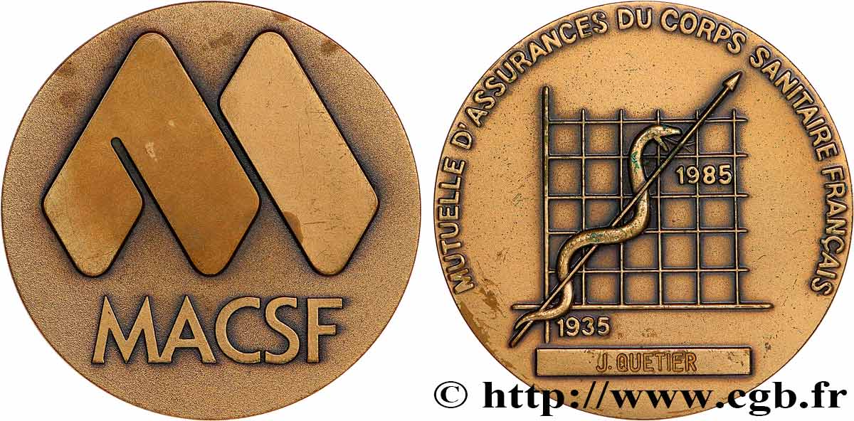 INSURANCES Médaille, Mutuelle du corps sanitaire français AU