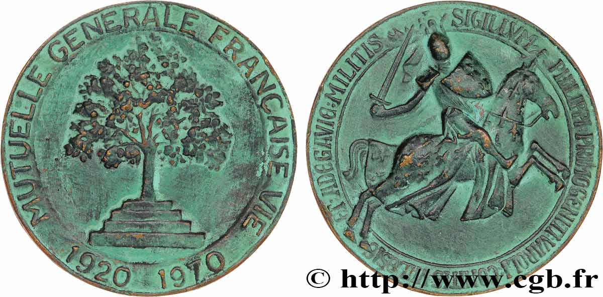 INSURANCES Médaille, Cinquantenaire de la Mutuelle générale française AU/AU