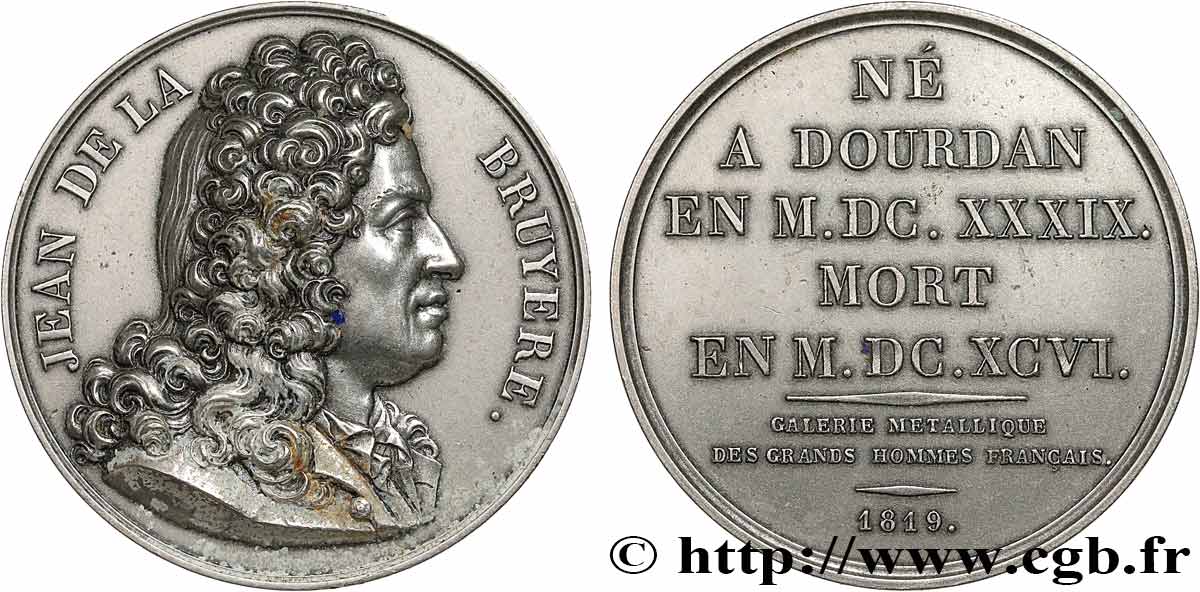 GALERIE MÉTALLIQUE DES GRANDS HOMMES FRANÇAIS Médaille, Jean de la Bruyère, Refrappe TTB+