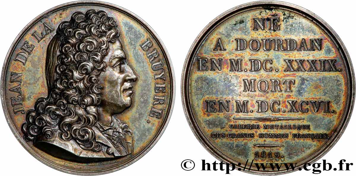GALERIE MÉTALLIQUE DES GRANDS HOMMES FRANÇAIS Médaille, Jean de la Bruyère, Refrappe AU