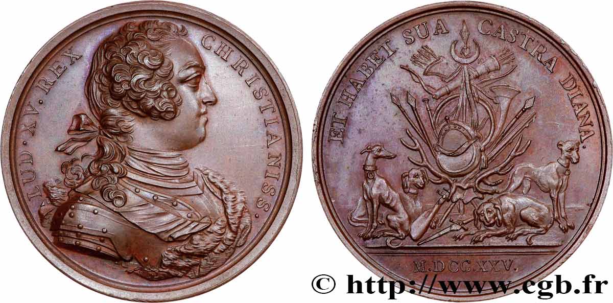 LOUIS XV THE BELOVED Médaille, La chasse de Louis XV MS