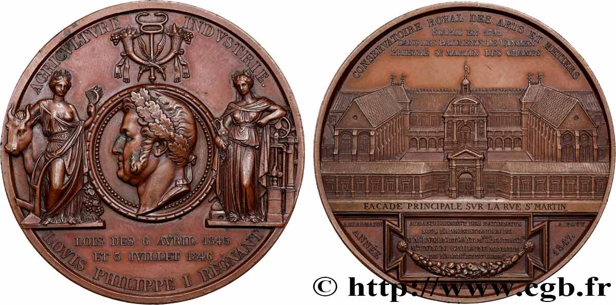 LUIGI FILIPPO I Médaille, Conservatoire royal des Arts et Métiers q.SPL