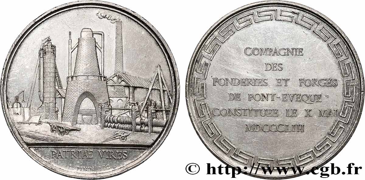 MINES AND FORGES Médaille, Fonderie et Forge de Pont-Évêque AU