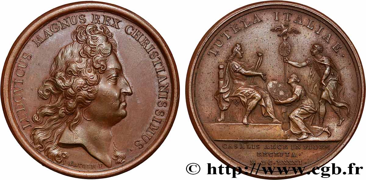 LOUIS XIV  THE SUN KING  Médaille, Casale remise à la France AU