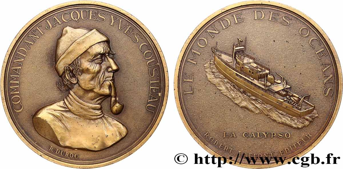 FAMOUS FIGURES Médaille, Commandant Cousteau, la Calypso AU