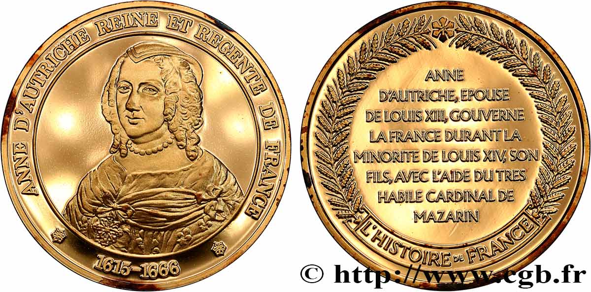 HISTOIRE DE FRANCE Médaille, Anne d’Autriche SPL