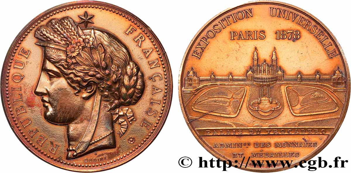 TROISIÈME RÉPUBLIQUE Médaille, Palais du Trocadéro, Exposition Universelle TTB