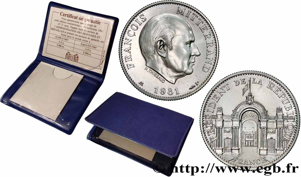 QUINTA REPUBLICA FRANCESA Médaille, François Mitterrand, président de la République EBC