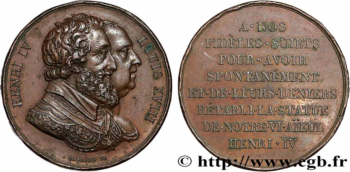 LOUIS XVIII Médaille, Rétablissement de la statue de Henri IV le 28 octobre 1817 TTB