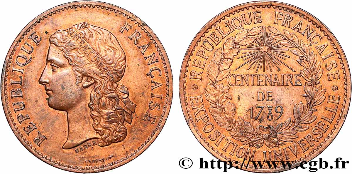 TROISIÈME RÉPUBLIQUE Médaille, Centenaire de 1789 TTB/TTB+