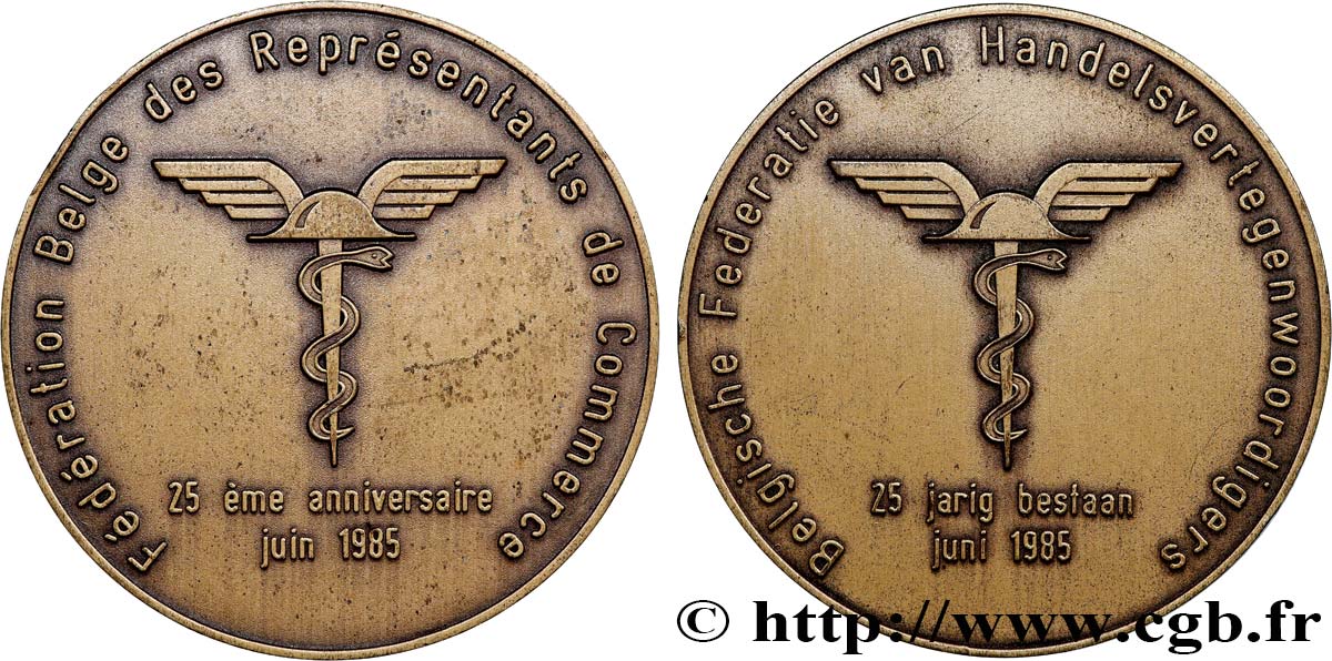BELGIO Médaille, 25e anniversaire de la Fédération belge des représentants de commerce q.SPL