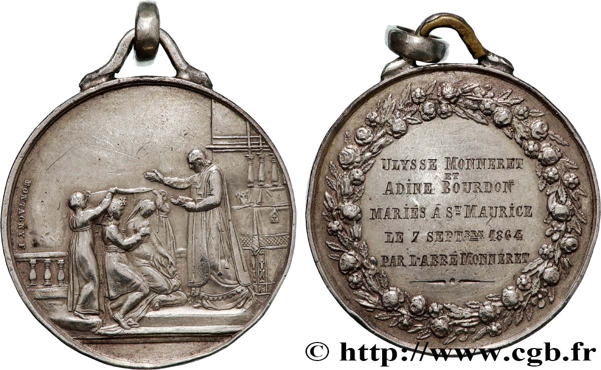 AMOUR ET MARIAGE Médaille de mariage, transformée en pendentif SS