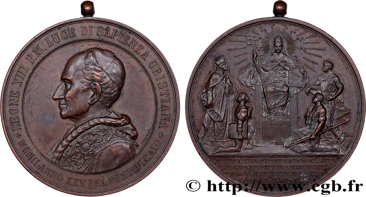 ITALIE - ÉTATS DU PAPE - LÉON XIII (Vincenzo Gioacchino Pecci) Médaille, L’Église TTB+