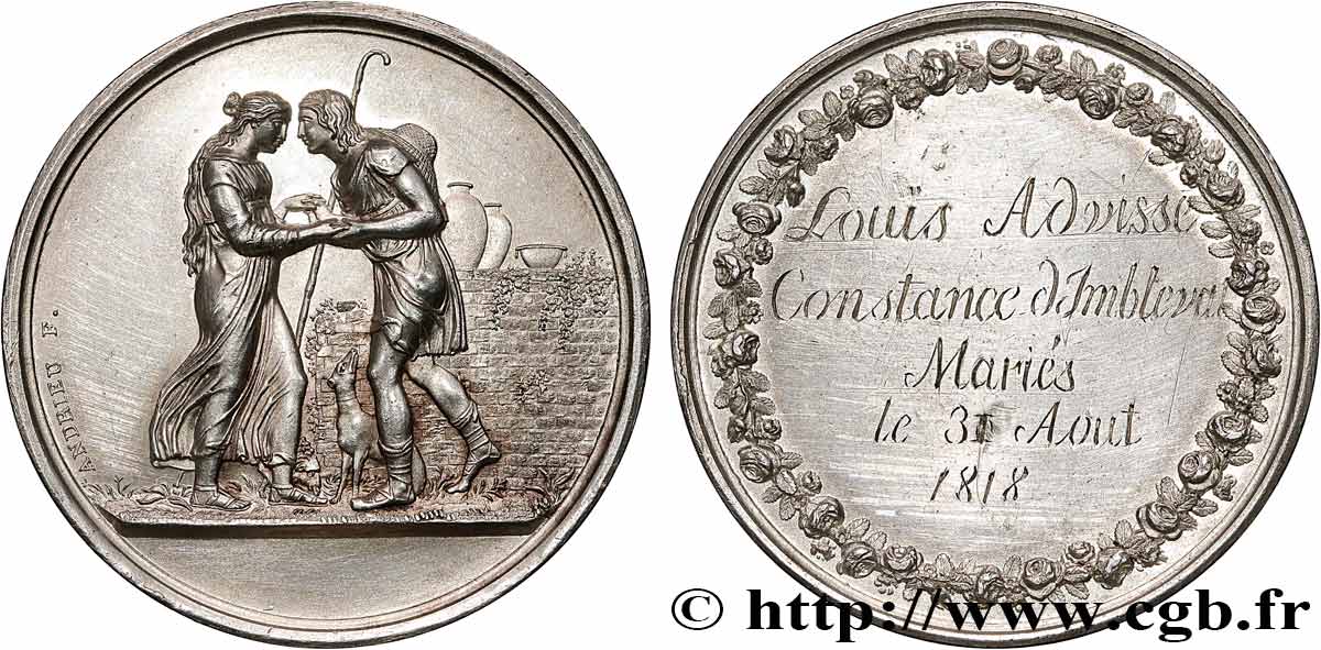 AMOUR ET MARIAGE Médaille de mariage, Jacob et Rachel, Stéphanie Napoléon et le Prince Louis de Bade TTB+