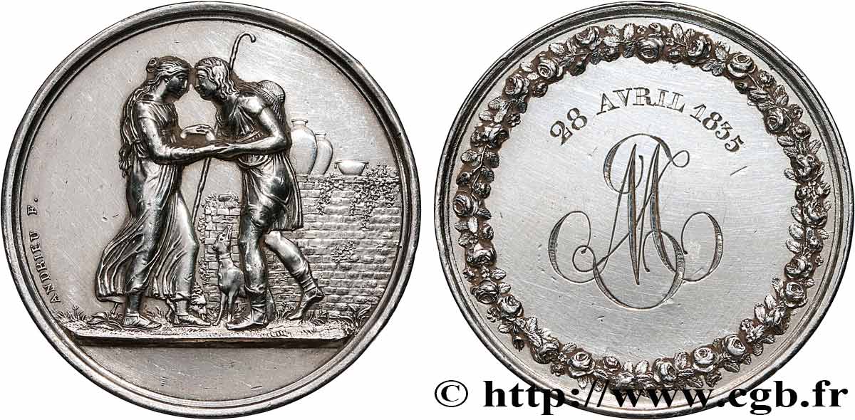 AMOUR ET MARIAGE Médaille de mariage, Jacob et Rachel, Stéphanie Napoléon et le Prince Louis de Bade XF