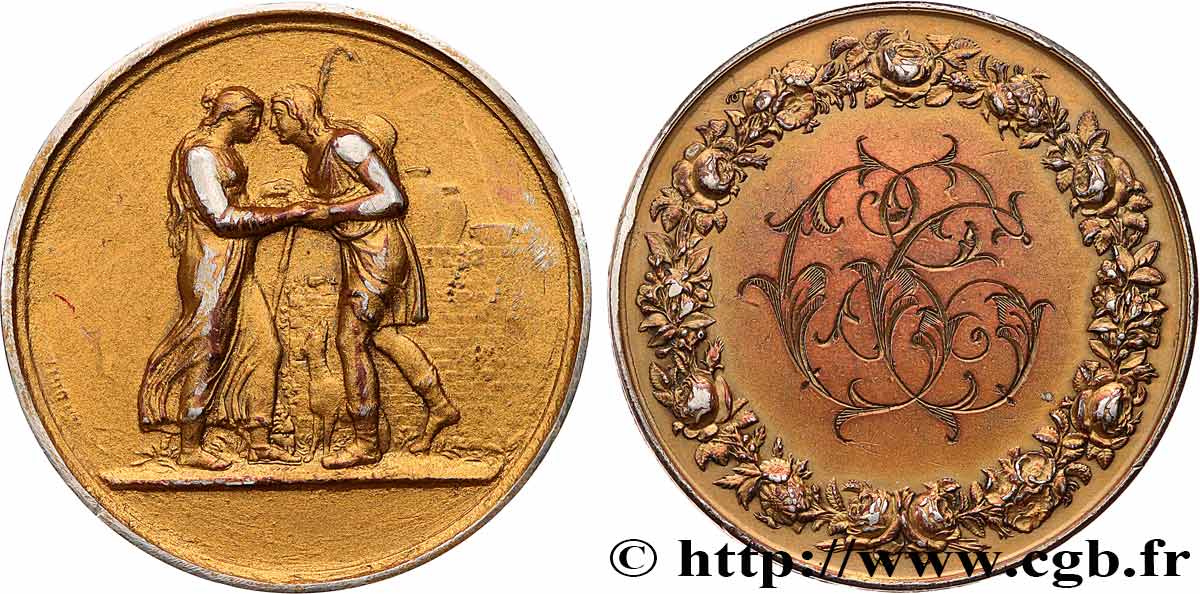 AMOUR ET MARIAGE Médaille de mariage, Jacob et Rachel, Stéphanie Napoléon et le Prince Louis de Bade VF/XF